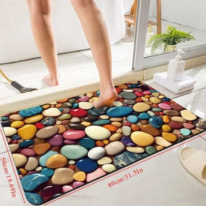 Close-up of 80x50cm 3D pebble pattern non-slip bath mat with quick-dry texture