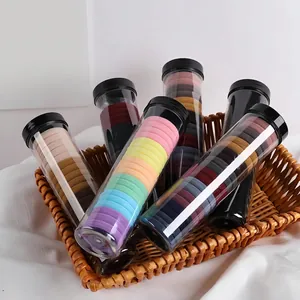 Colorful high-elastic seamless hair ties in transparent storage tubes for women