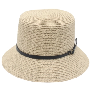 Cappello di paglia retrò con cintura in pelle nera e fibbia in metallo bronzo vintage