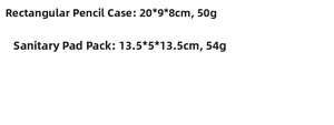 Size details for daisy canvas pencil case and sanitary napkin storage pouch