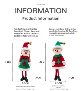 Detailed dimensions of 16cm Christmas elf dolls with bells and Nordic style fabric design