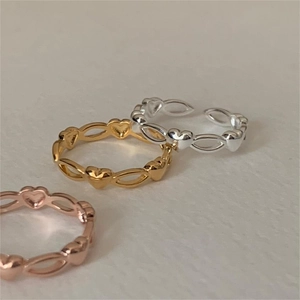 Minimalist 925 silver heart open ring in gold, silver, and rose gold finishes
