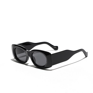 Classic retro black square frame sunglasses with dark grey UV protective lenses