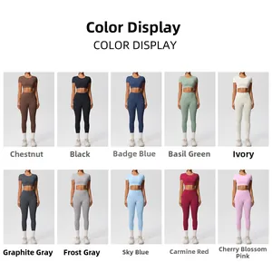 Aperçu des dix coloris disponibles pour l'ensemble de yoga taille haute pour femmes