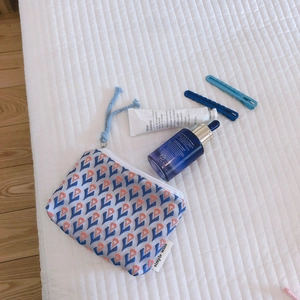 Mini pochette en toile jacquard à motifs géométriques pour maquillage et accessoires