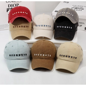 Detailed comparison of eight distressed cotton baseball caps with 3D letter embroidery