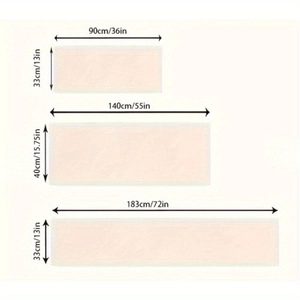 Size guide for beige table runners in three dimensions with clear measurements
