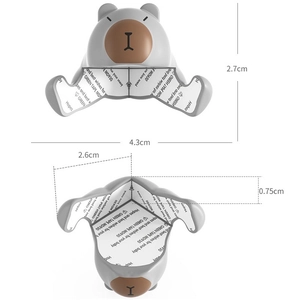 Dimensioni dettagliate del paraspigoli in silicone grigio per la sicurezza dei mobili dei bimbi