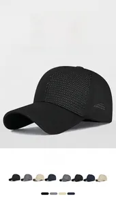 Close-up of breathable mesh fabric and adjustable strap on a high-top baseball cap