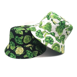 Vegetable Print Bucket Hat Polyester Sun Protection Outdoor Casual Fun Novelty Summer Travel Cap For Men Women