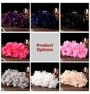 Detailed selection of floral evening clutch bags in eight elegant colors for formal events