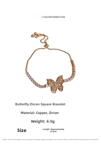 Detailed technical spec sheet for the butterfly zircon bracelet with size measurements