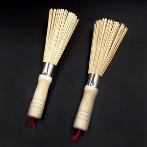 Durable vintage natural bamboo pot cleaning brushes with wooden handles and hanging loops