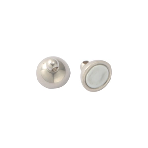 Detailed view of silver magnetic clasps for couple jewelry with DIY round bead connectors