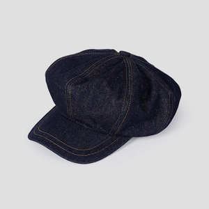 Casquette Newsboy En Denim Rétro Surpiqûres Contrastées Chapeau Octogonal Pour Femmes Vintage Casual