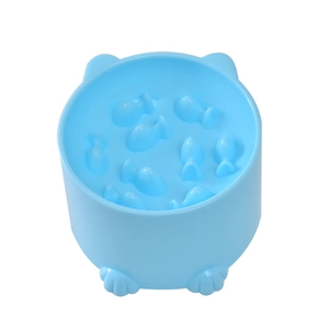 Gamelle anti-glouton bleue en forme d'oreilles de chat pour chiens et chats