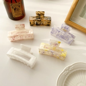 Large Hair Claw Clip Acetate Acrylic Square Hollow Rectangular Marble Tortoiseshell Nonslip For Women Girls