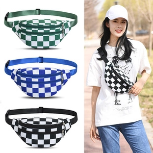 Outdoor sports waist bag in 400D oxford cloth featuring stylish checkerboard patterns