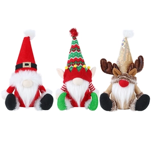 Three Christmas gnomes set with Santa, elf, and reindeer designs for festive home decoration