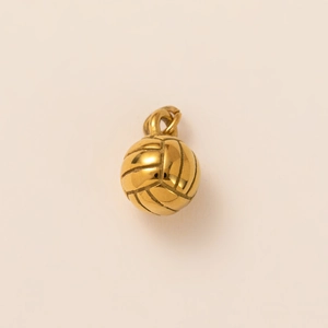 Minimalist 18K gold plated stainless steel volleyball pendant with detailed texture