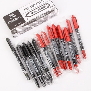 Dual-tip waterproof markers with fine points in black and red colors for drawing