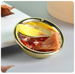 Miniature hot pot model with golden metal frame and realistic food ingredients keychain