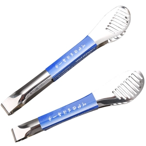 Set of stainless steel kitchen tongs with hollow design for BBQ and serving food
