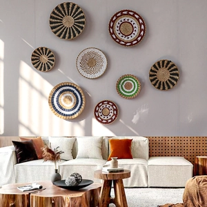 Cesto Decorativo Da Parete In Erba Marina Intrecciato A Mano Specchio Sospeso In Rattan Rotondo Per Soggiorno E Camera
