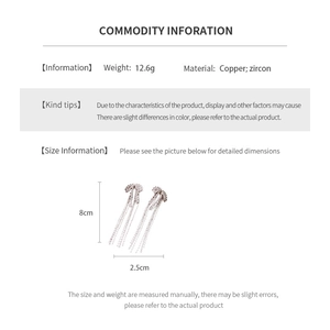 Detailed size chart for bow tassel earrings with dimensions 8cm by 2.5cm and 12.6g weight