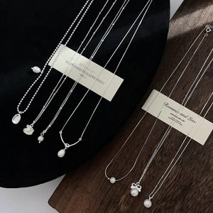 925 Sterling Silver Artificial Pearl Pendant Necklace Minimalist Luxury Daily Jewelry Gift For Women