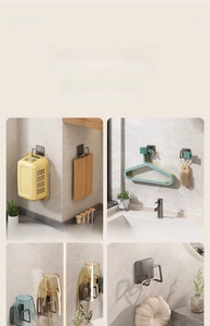 Wall-mounted gun grey metal storage hooks for kitchen cutting boards and bathroom cups
