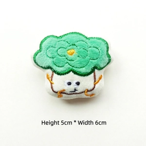 Plush cartoon cabbage brooch detail with 5cm x 6cm dimensions and soft embroidery