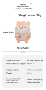 Detailed view of plush Shiba Inu monitor ornament with dimensions 4.8x6.6x4.7cm