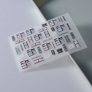 Detailed 5D embossed nail art stickers with purple I Love You lettering and 3D texture