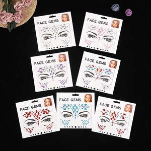 Shiny Face Gems Rhinestone Stickers Self-Adhesive Facial Jewels For Rave Festival Party Makeup Body Art DIY