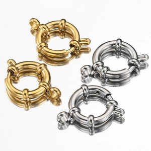 Set of four gold and silver stainless steel sailor spring clasps for jewelry making