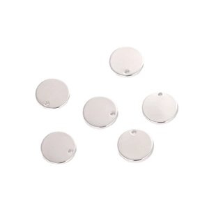 Polished silver round metal charms with hole for DIY necklace and jewelry making