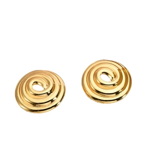 Polished 18K gold plated stainless steel spiral stud earrings with minimalist metal texture