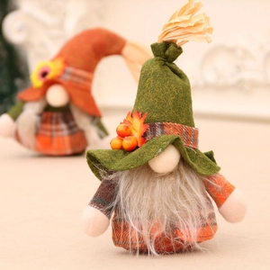 Standing autumn harvest gnome doll with sunflower hat and long beard holiday decoration