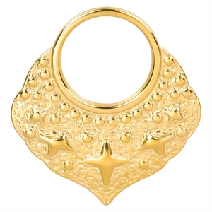 Polished 18k gold plated 304 stainless steel star earrings with embossed dot patterns