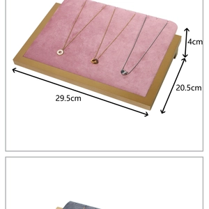 Pink velvet jewelry display tray with detailed dimensions 29.5cm x 20.5cm x 4cm