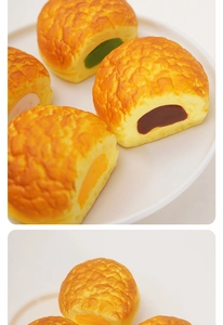 Λεπτομέρεια από το παιχνίδι squishy ψωμάκι ανανά PU αργής επαναφοράς με πολύχρωμες γεμίσεις μάτσα