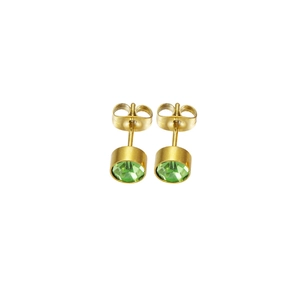Boucles d'oreilles en acier doré avec pierres précieuses vertes facettées