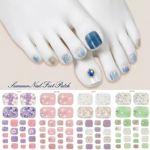 Toe Nail Art Stickers Self Adhesive Waterproof Glitter Floral Marble Patterns DIY Pedicure For Women