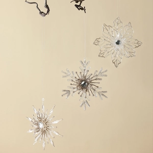 Acrylic Christmas Tree Hanging Ornaments Glitter Snowflake Reindeer Bird Wing Pendants Festive Holiday Window Decor