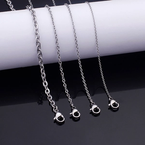 Flat O-shaped 2mm stainless steel cross chains for men and women with lobster clasps