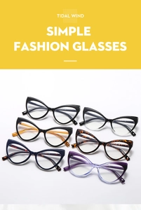 Detailed close-up of six color variations for cat eye blue light blocking glasses frames