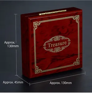 Classic mahogany wood grain gift box with golden ornaments measuring 130x130x45mm