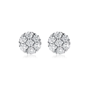 Sparkling S925 sterling silver stud earrings with round cubic zirconia snowflake design