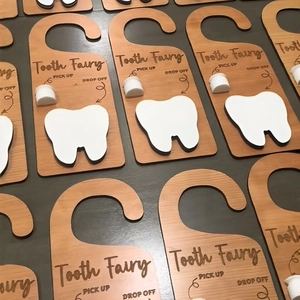 Tooth Fairy Wooden Door Hanger Handle Sign Baby Tooth Keepsake Gift For Kids Reward Box Tooth Mouse Decor